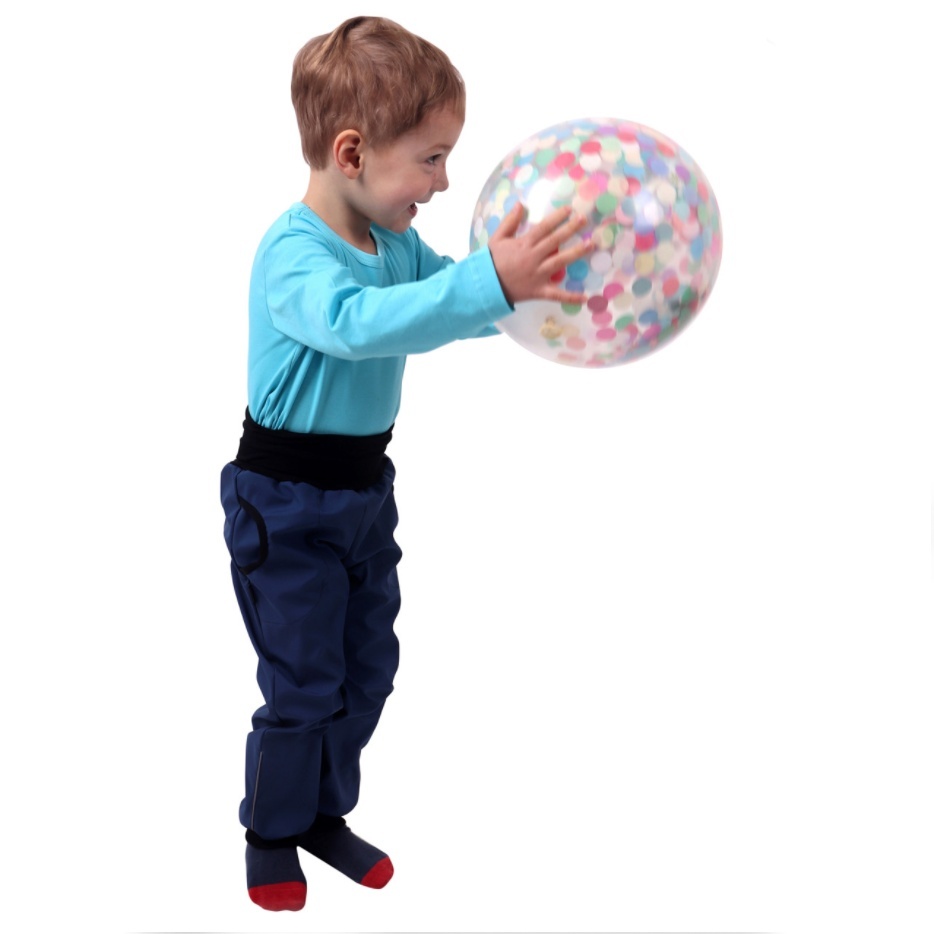 JOŽÁNEK Dětské softshellové kalhoty bez zateplení, šedý melír