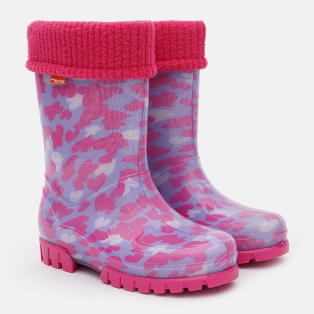 Dětské zateplené holínky Demar Twister Lux Print C srdíčka
