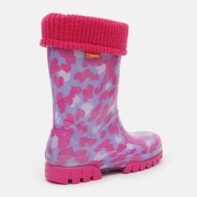 Dětské zateplené holínky Demar Twister Lux Print C srdíčka