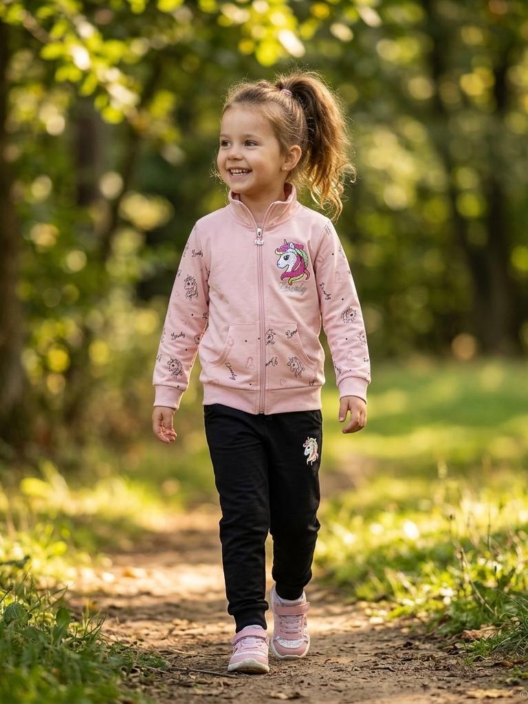 Fotografie Dívčí tepláková souprava Kugo MS1630 růžová s modrou