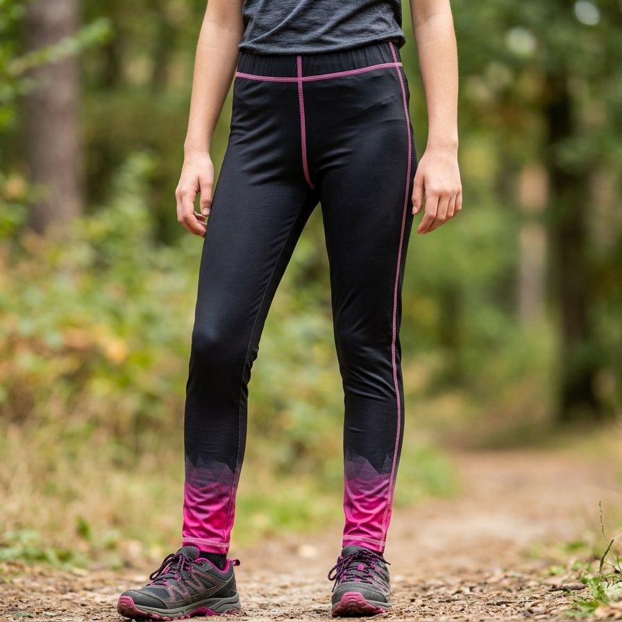 Dívčí funkční sportovní legíny Kugo PC2525 černo-růžové