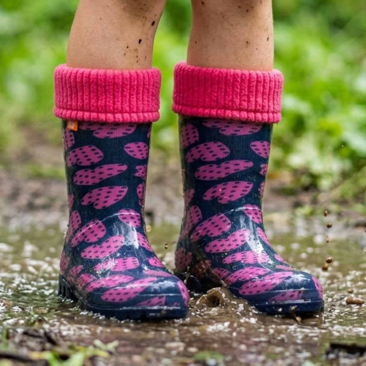 Dětské zateplené holinky Demar Twister Lux Print V srdce puntík