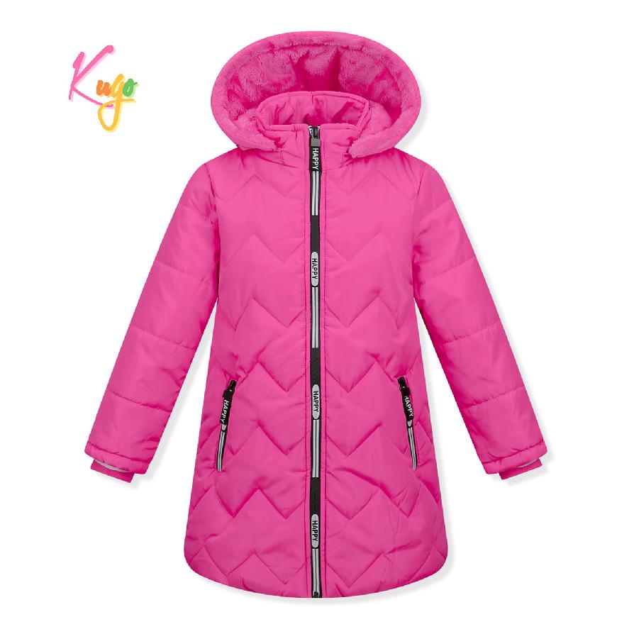 Dívčí zimní bunda / kabát KUGO KB2345, tmavě růžová