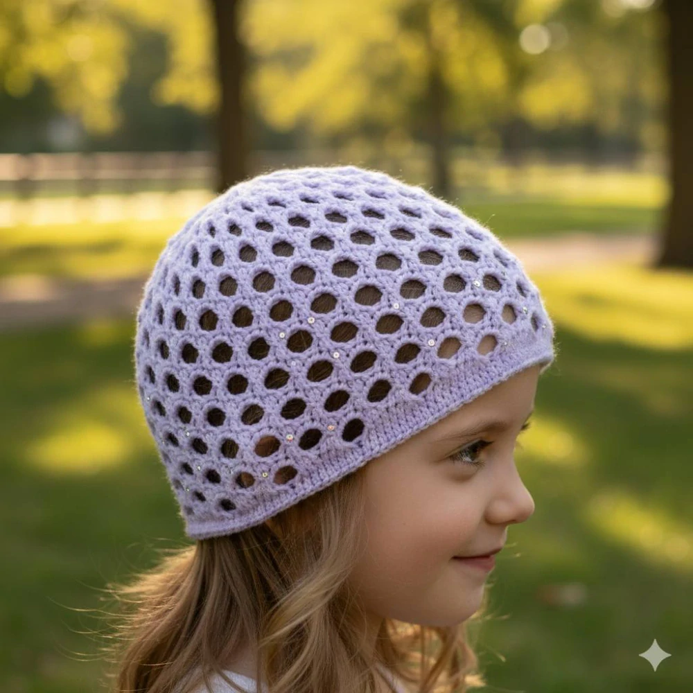 Háčkovaná dívčí čepice s kamínky Ander Michaela - 3 barvy