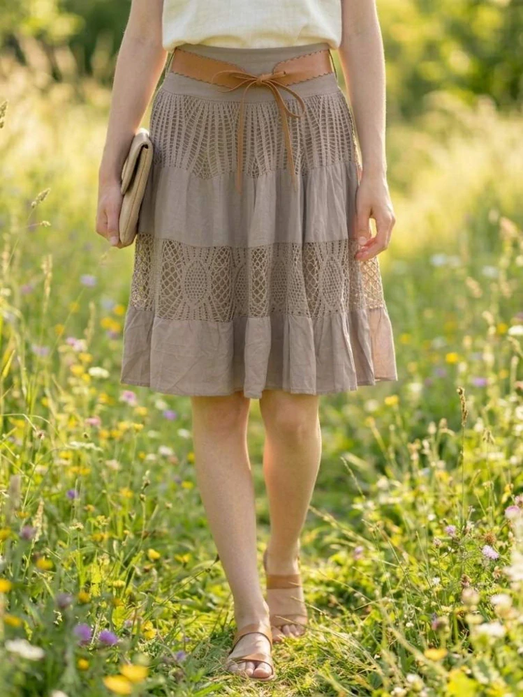 Dámská krajková sukně BOHO ke kolenům fango