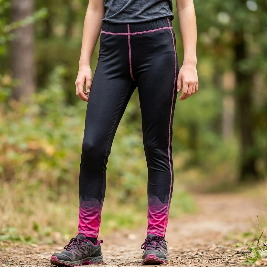 Dívčí funkční sportovní legíny Kugo PC2525 černo-růžové