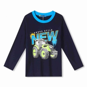 Chlapecké tričko dl.r. KUGO MC3789, tm. modré, vel. 98-128