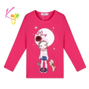 Dívčí tričko dl.r. KUGO TM6221, tmavě růžové, vel. 98-128