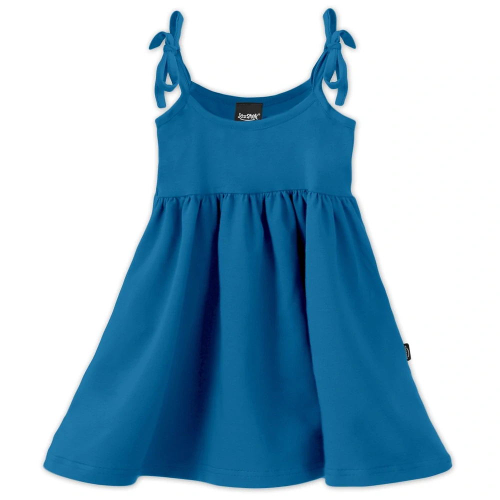 Dívčí šaty Jožánek s vázáním na ramenou, tmavý tyrkys
