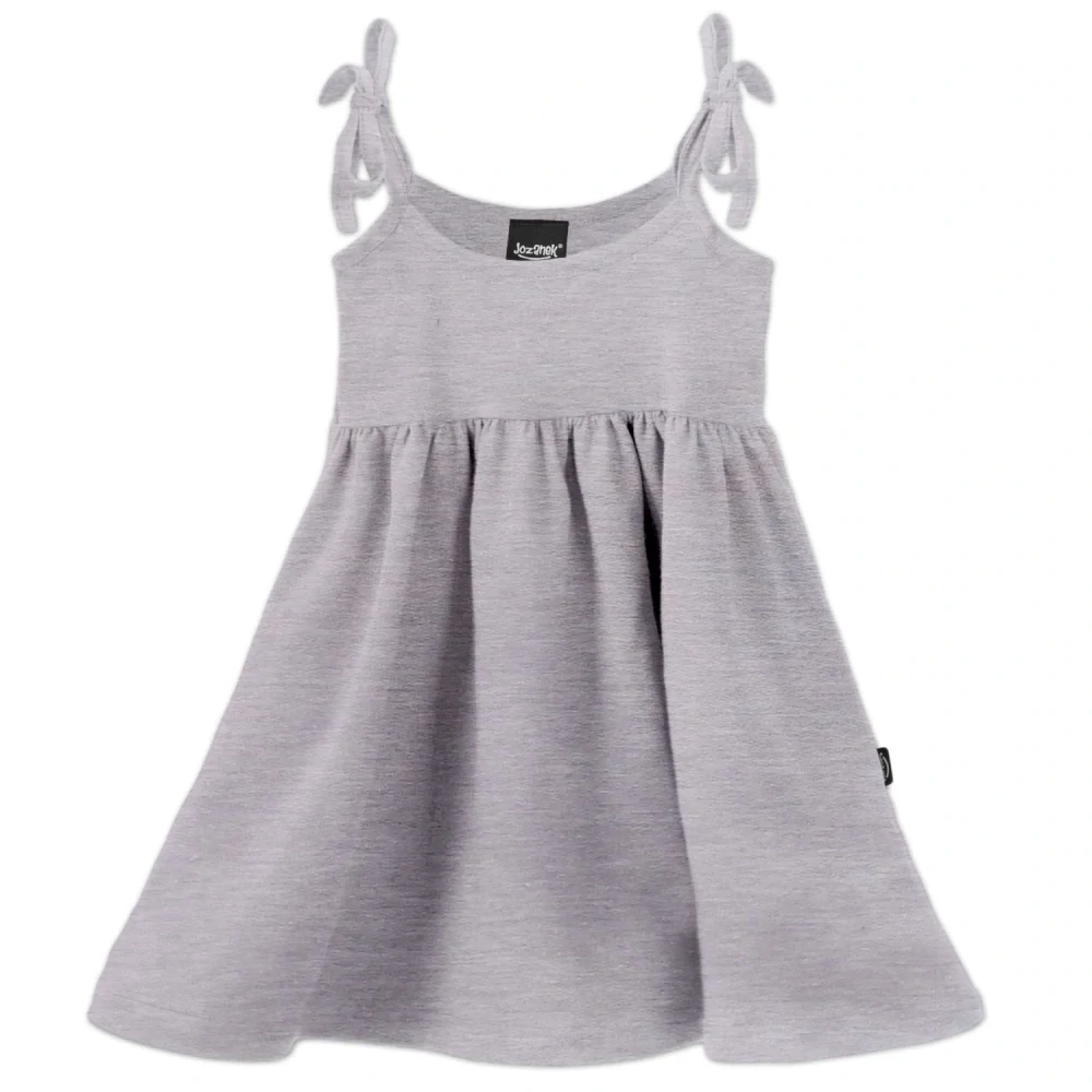 Dívčí šaty Jožánek s vázáním na ramenou, šedý melír