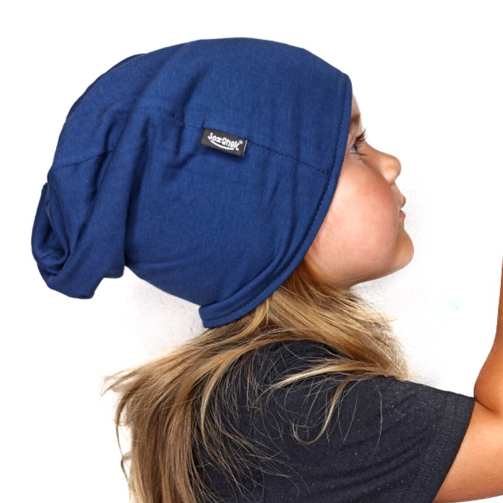 Dětská oboustranná čepice JOŽÁNEK, tm. šedý melír + jeans