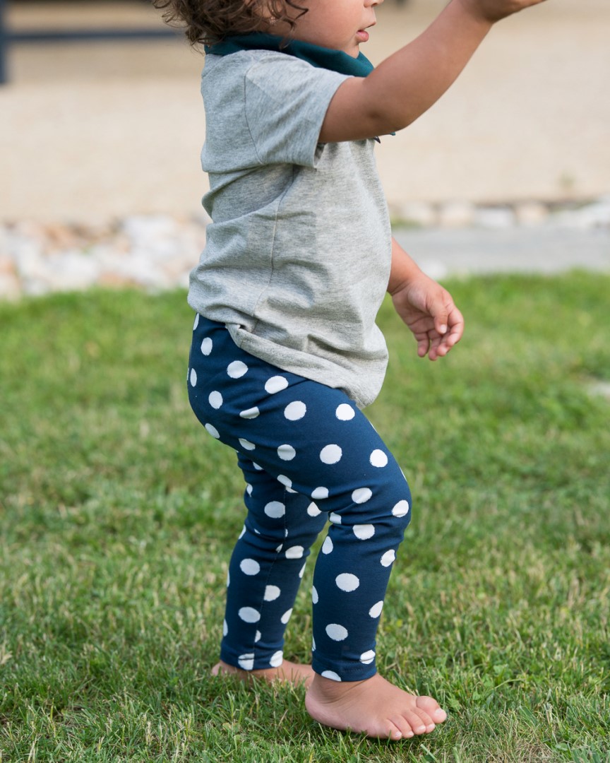 Dětské legíny JOŽÁNEK modré s puntíky