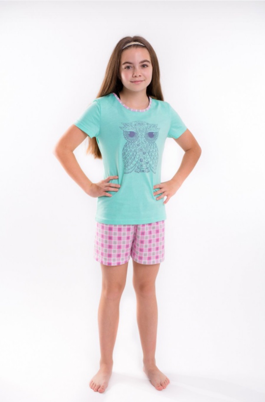 Dívčí letní pyžamo BETTY MODE Sova tyrkysové