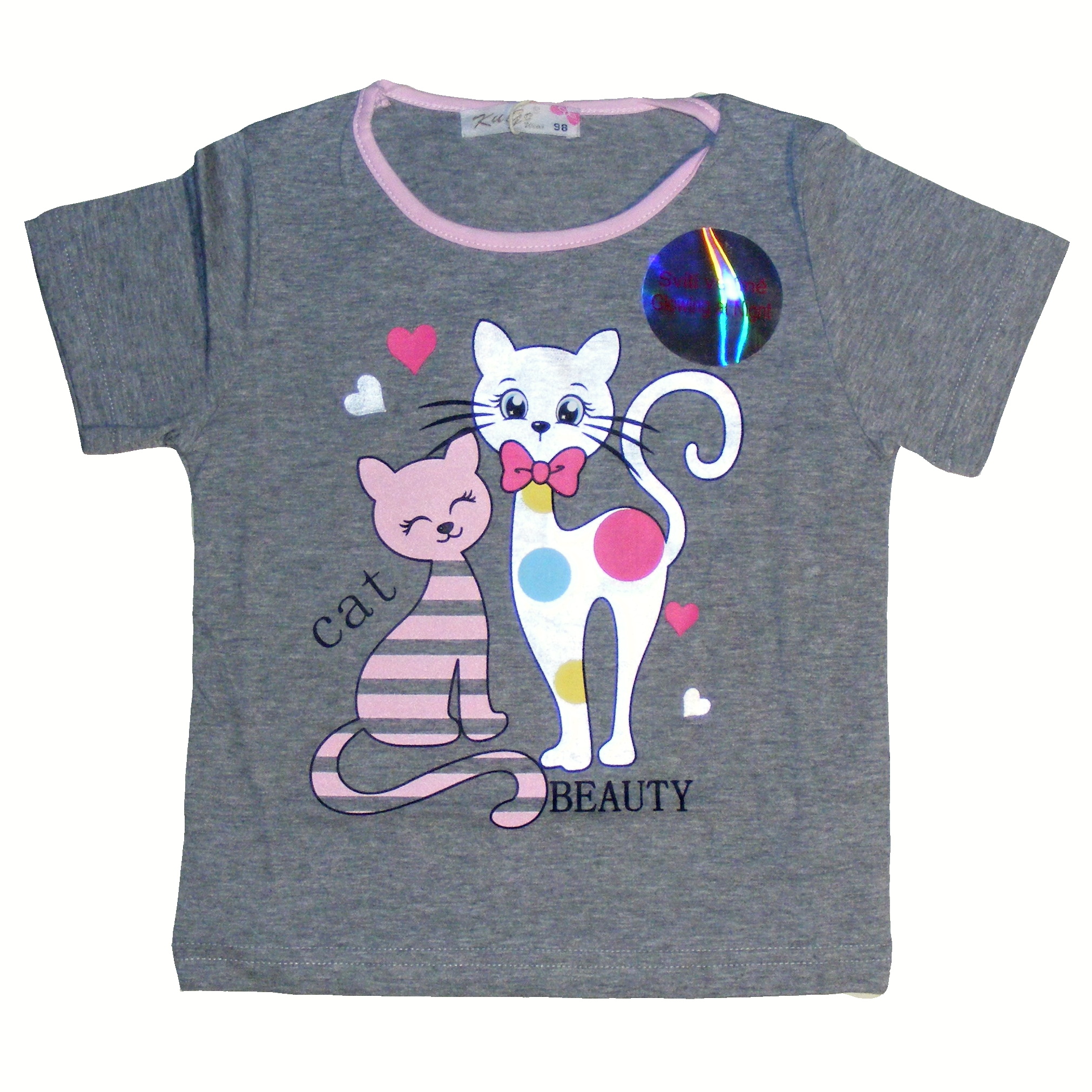 Dívčí letní pyžamo KUGO MP1505 šedo-růžové