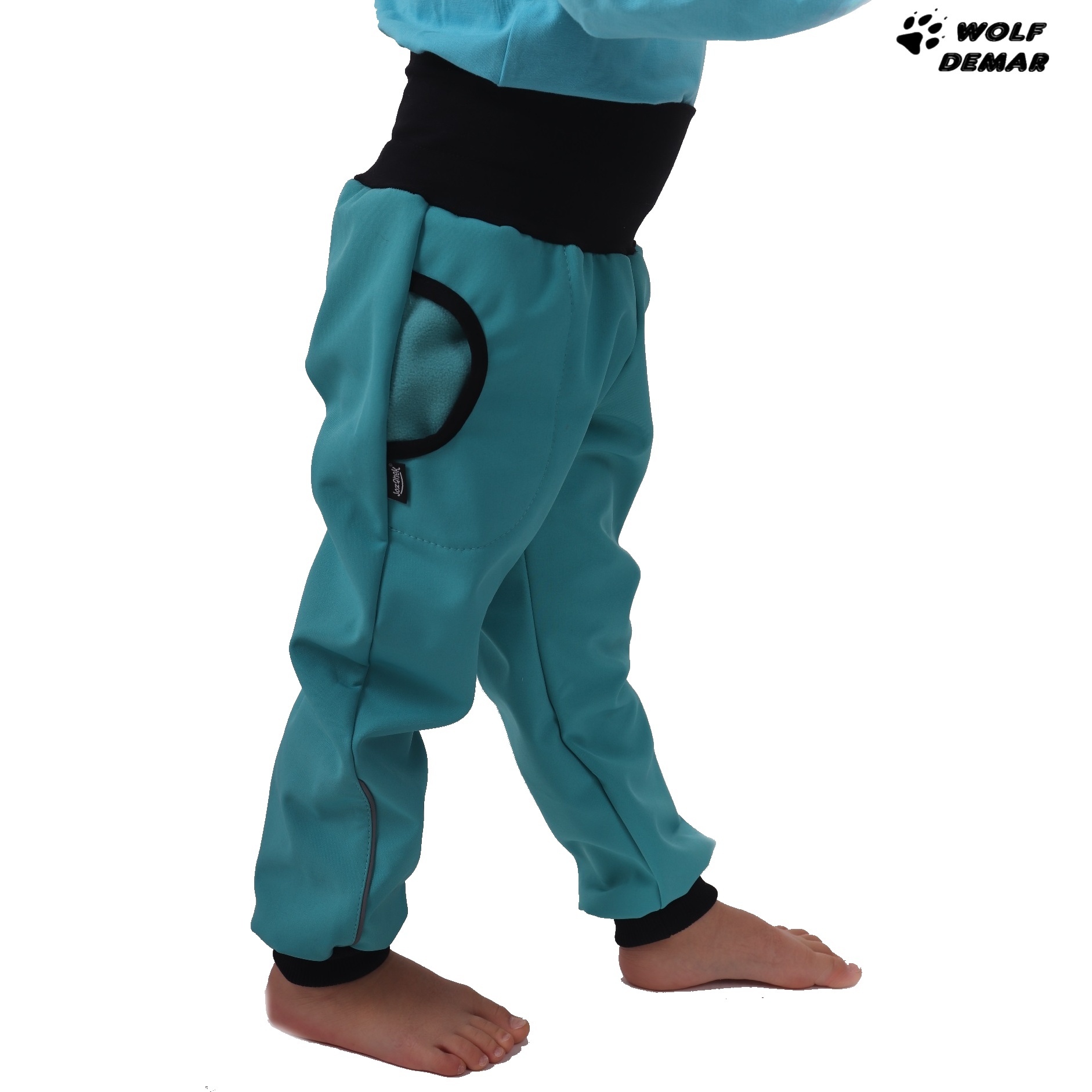JOŽÁNEK Dětské softshellové kalhoty, tyrkysové