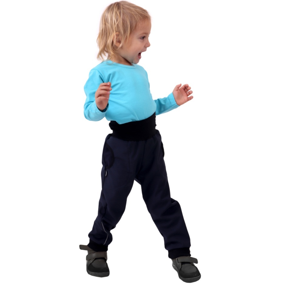 JOŽÁNEK Dětské softshellové kalhoty, tmavě modré