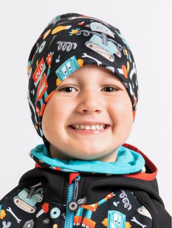 UNUO Dětská fleecová čepice Homeless, roboti