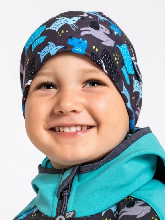 UNUO Dětská fleecová čepice Sport, pejsci