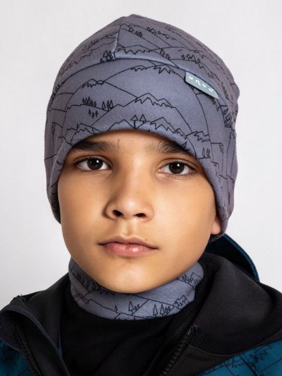 UNUO Dětská fleecová čepice Sport, hory