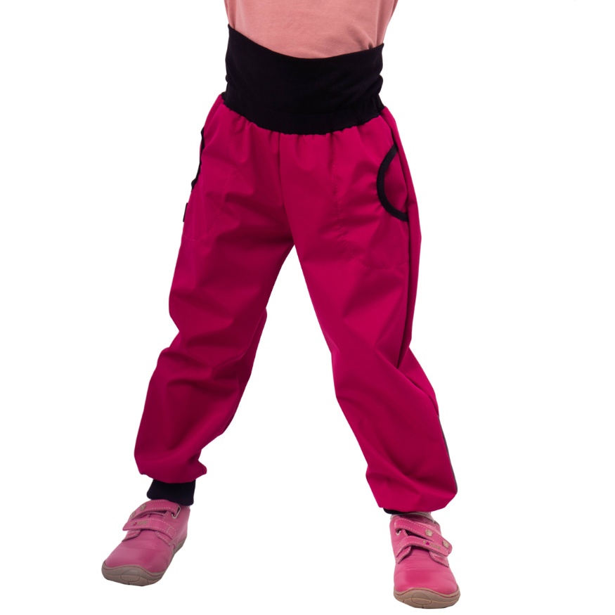 JOŽÁNEK Dětské softshellové kalhoty bez zateplení, růžové