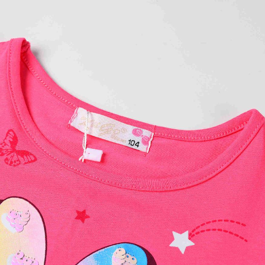 Dívčí tričko kr.r. KUGO WT0885, tmavě růžové