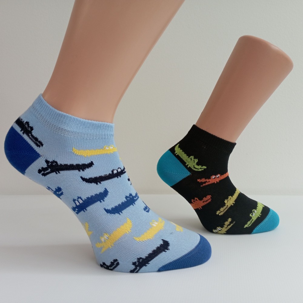 TREPON Chlapecké kotníkové ponožky Krokodýl, černé