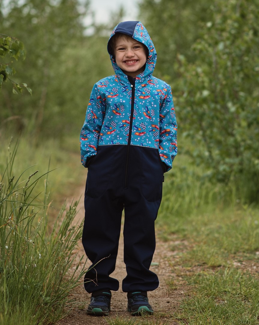 JOŽÁNEK Dětská softshellová kombinéza, raketové auťáky