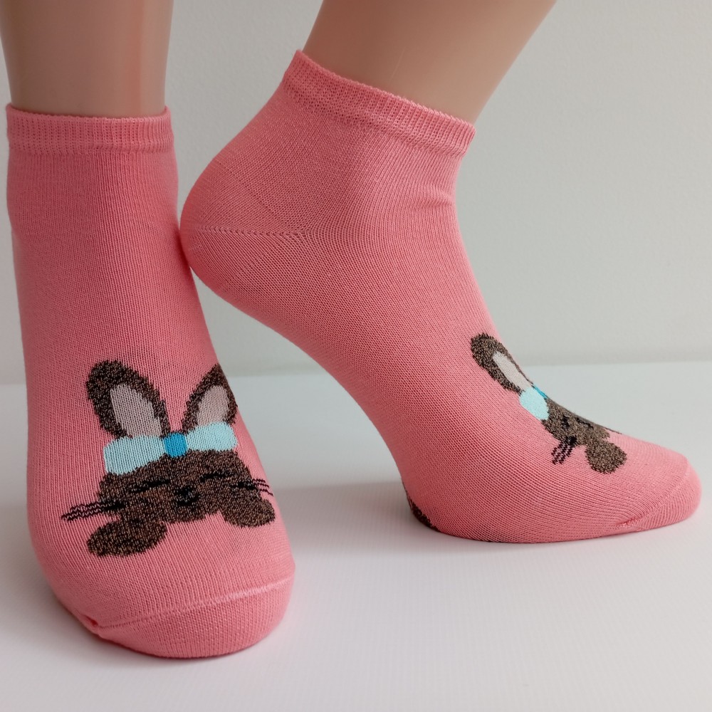 TREPON Dívčí kotníkové ponožky Bunny, lososové