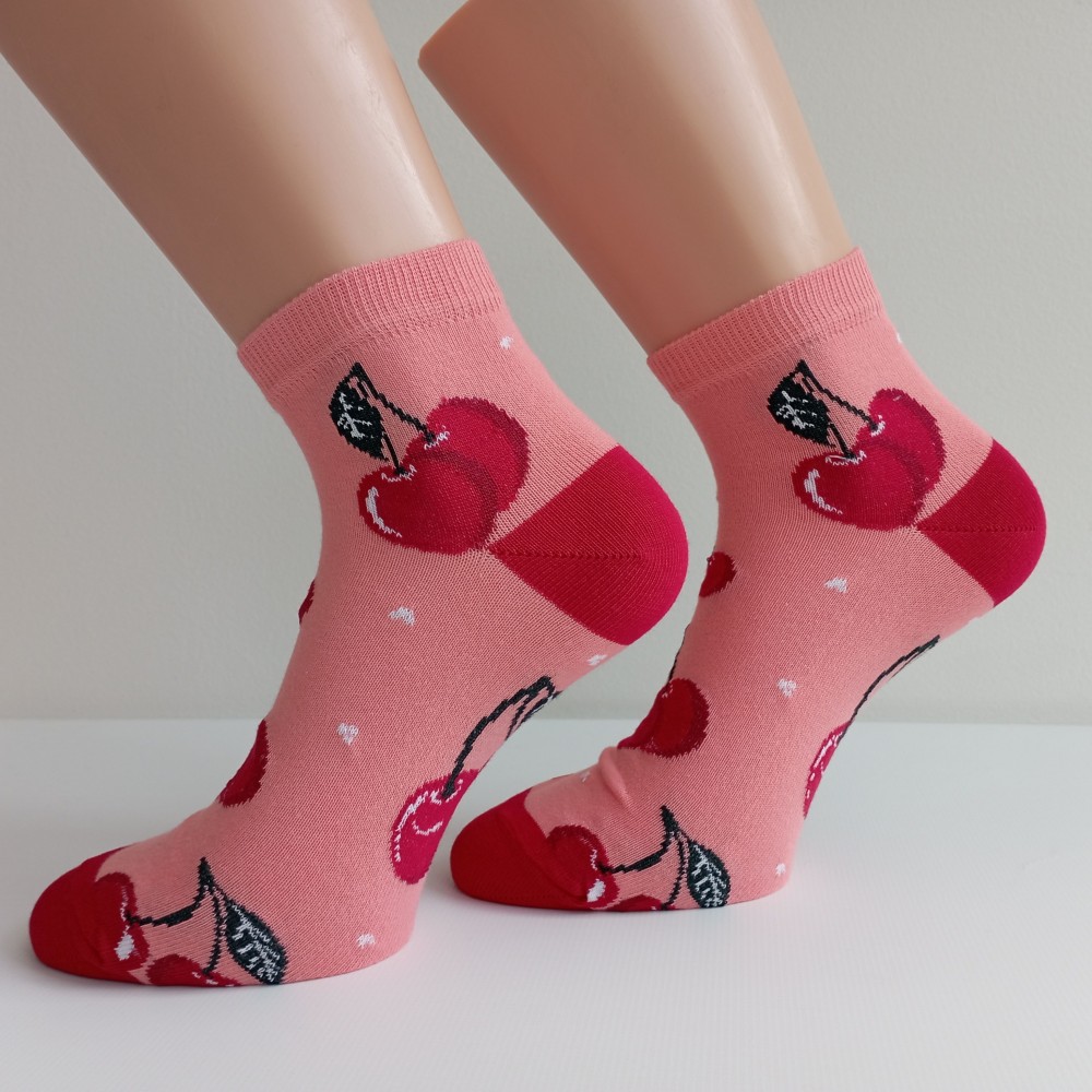 TREPON Dámské kotníkové ponožky Třešně, lososové