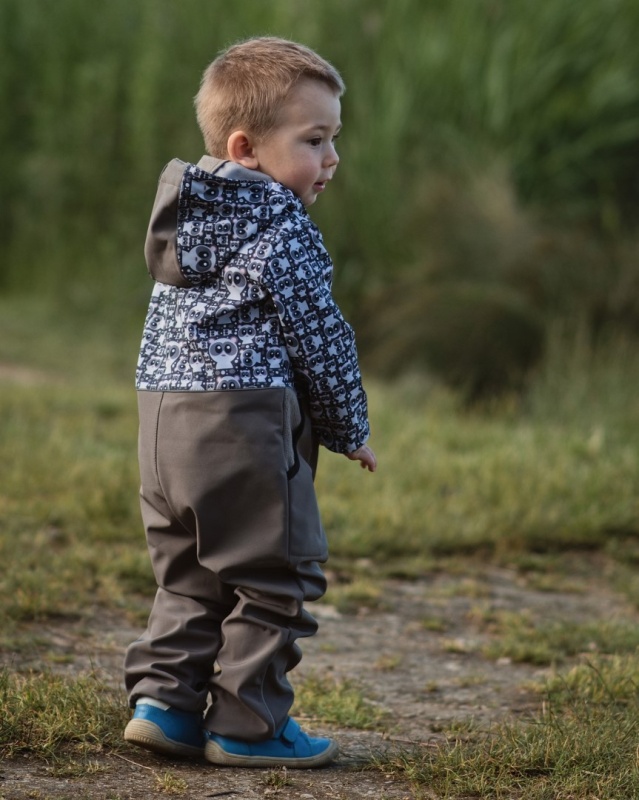 JOŽÁNEK Dětská softshellová kombinéza, pandy béžové
