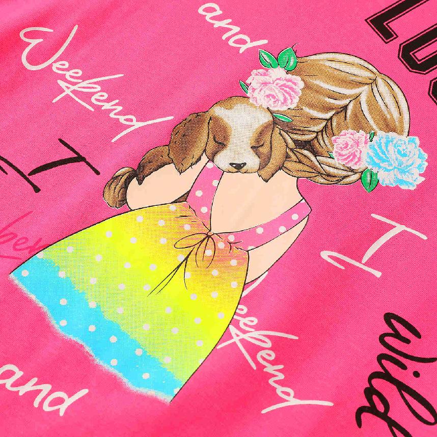 Dívčí tričko dl.r. KUGO KC9995, tmavě růžové