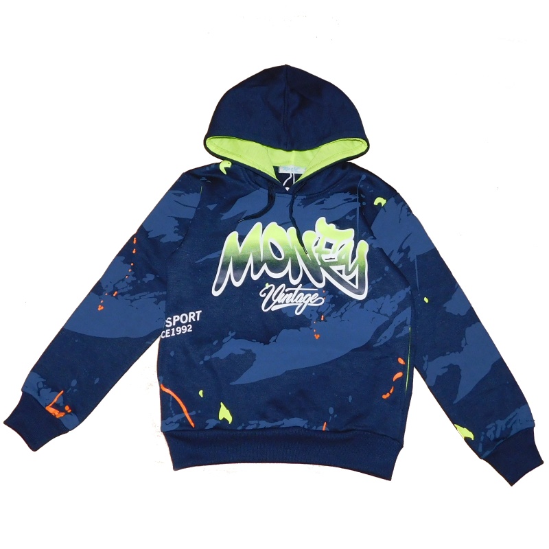 Teplá chlapecká mikina s kapucí KUGO FM0328, tmavě modrá