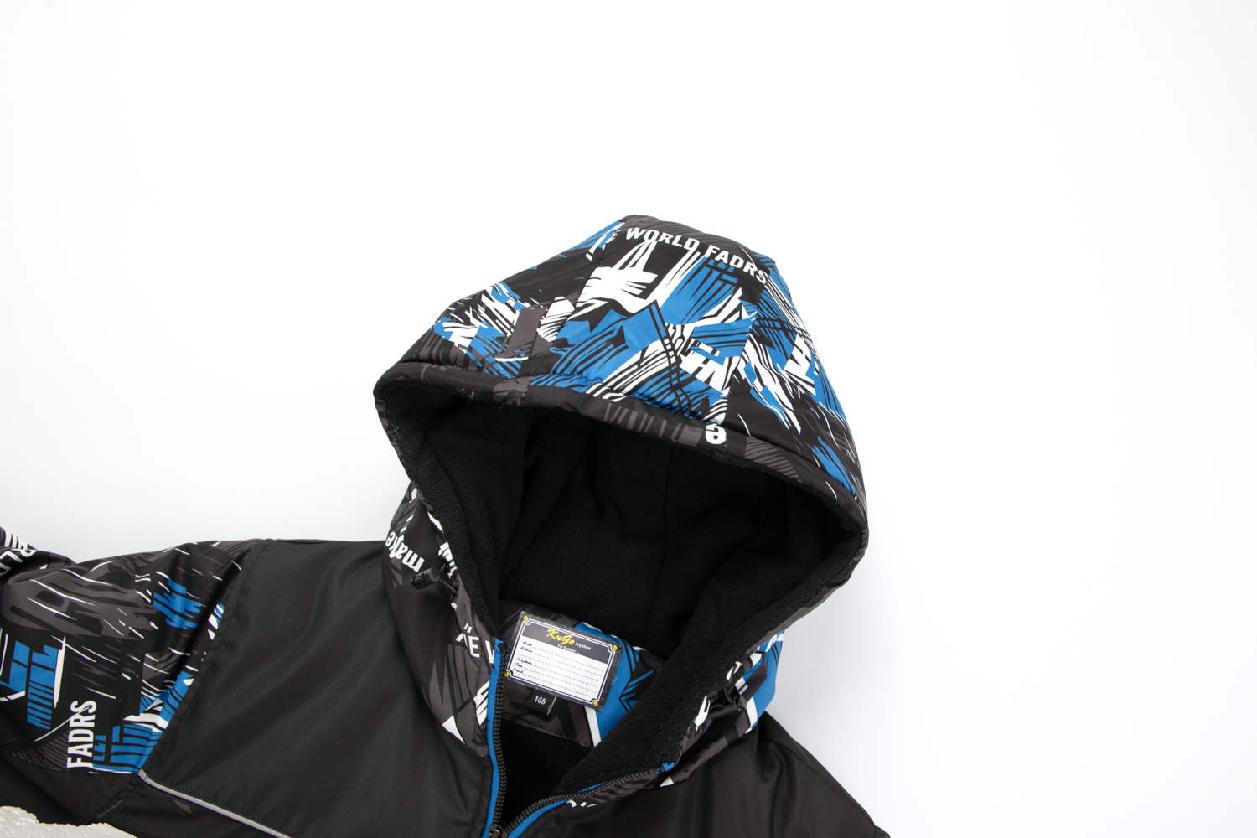 Chlapecká zimní bunda KUGO FB3802, černá s modrou