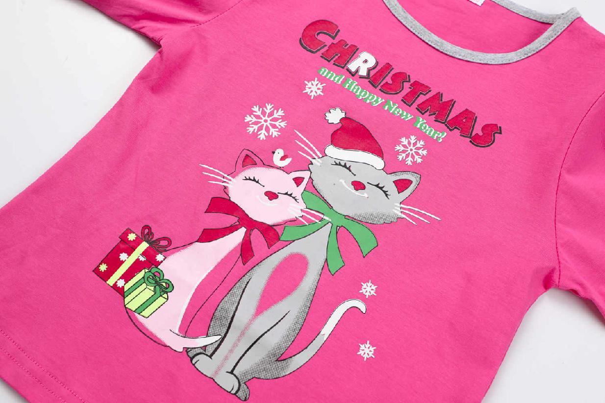 Dívčí vánoční pyžamo KUGO MP3825, sytě růžové