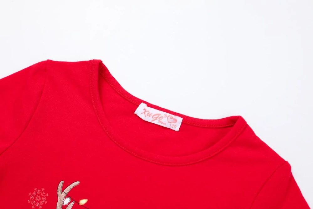 Dívčí vánoční tričko dl.r. Kugo MC3823, červené