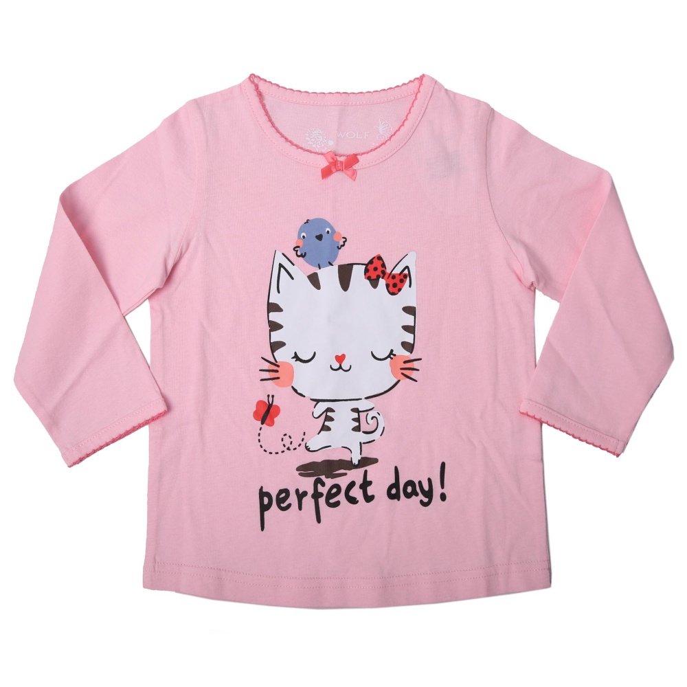 Dívčí pyžamo Wolf S2251 s kočičkou, růžové