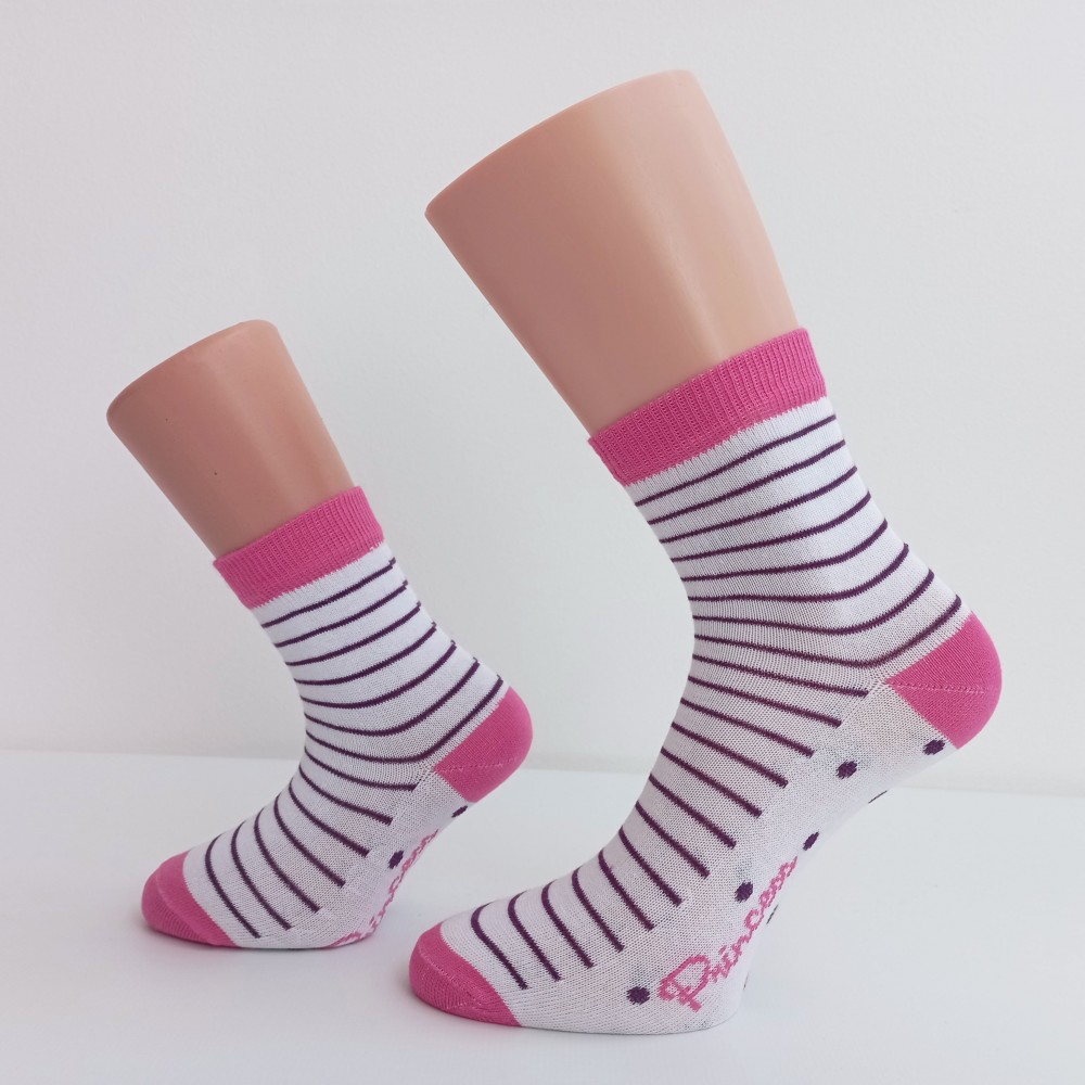 Dívčí ponožky Trepon Princezna, bílo-růžové