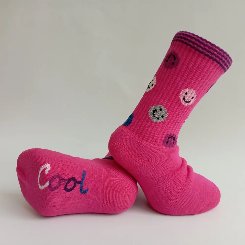 Dětské sportovní froté ponožky Trepon Smajlík, růžové
