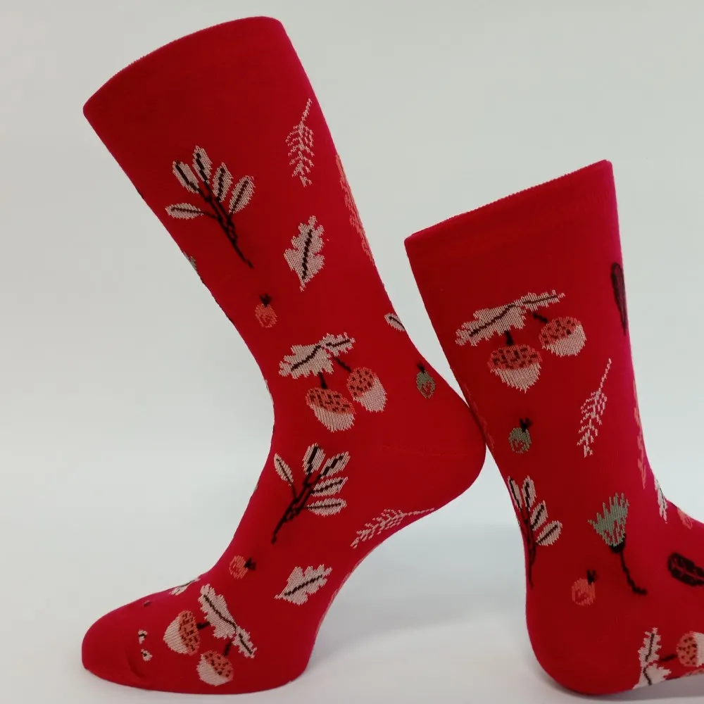 Dámské ponožky s ruličkovým lemem Trepon Eichel, červené