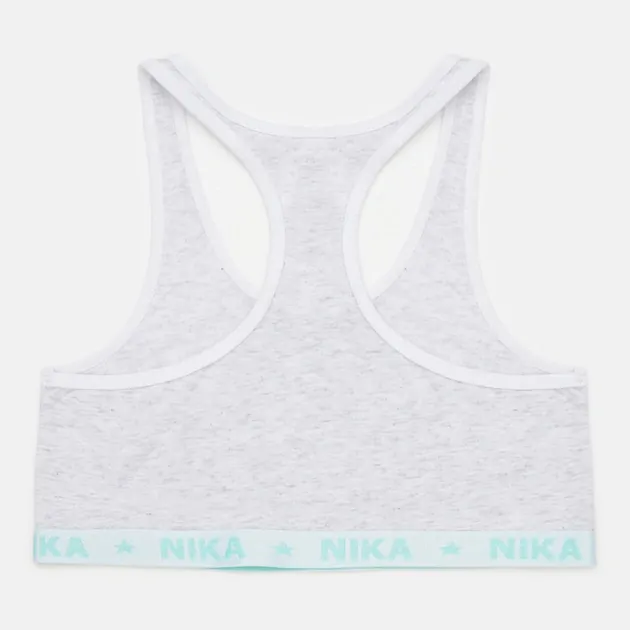 Dívčí podprsenkový top E plus M Nika, šedý melír