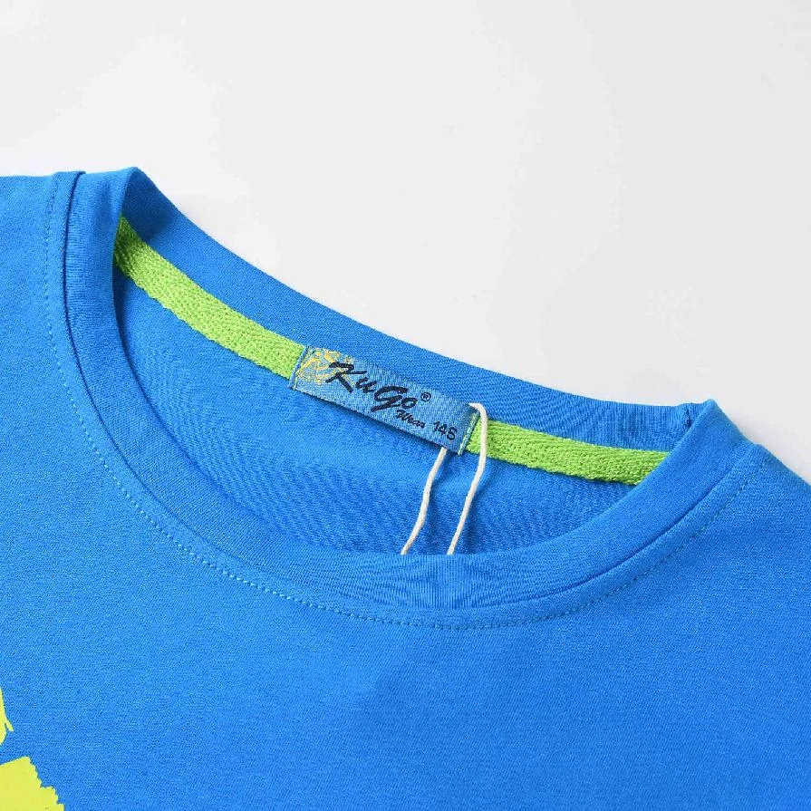 Chlapecké tričko dl.r. Kugo HC0722 modré - zelené rukávy