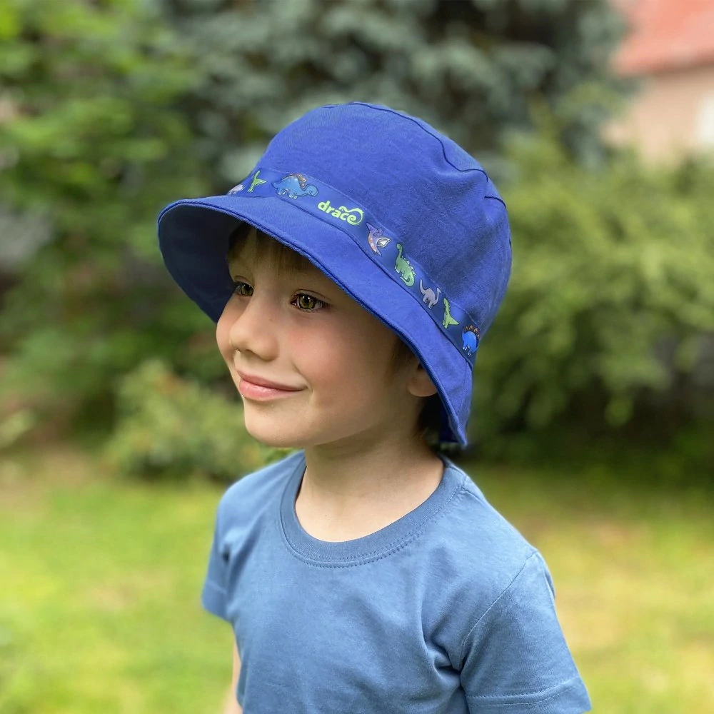 Dětský letní klobouk Dráče Panama - vzor 19 - královská modrá