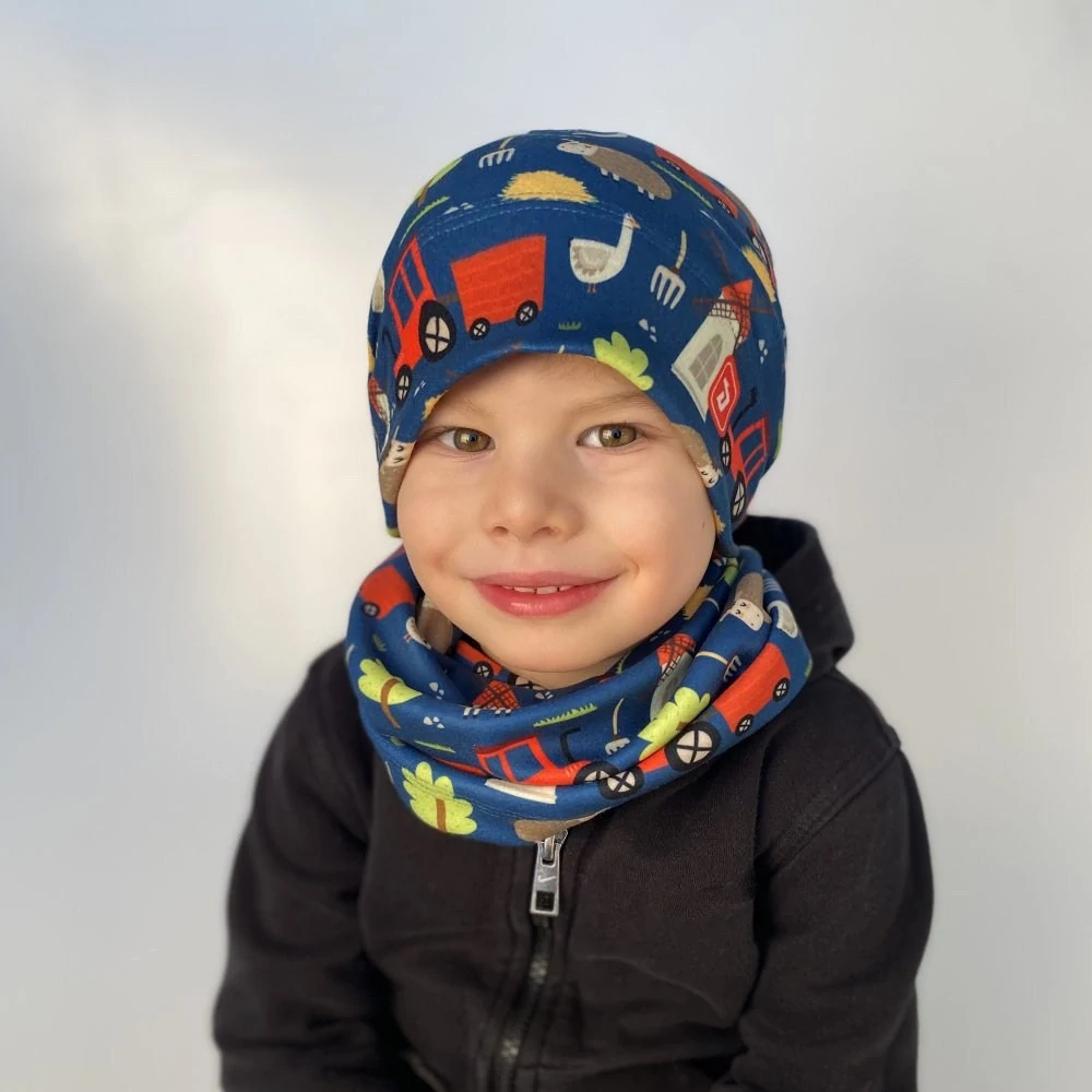 Flísová čepice Dráče Yetti - vzor 21 - petrol - traktor