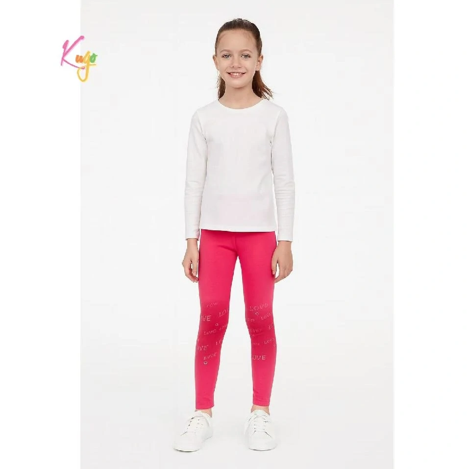 Dívčí zateplené legíny Kugo WL0936 růžové