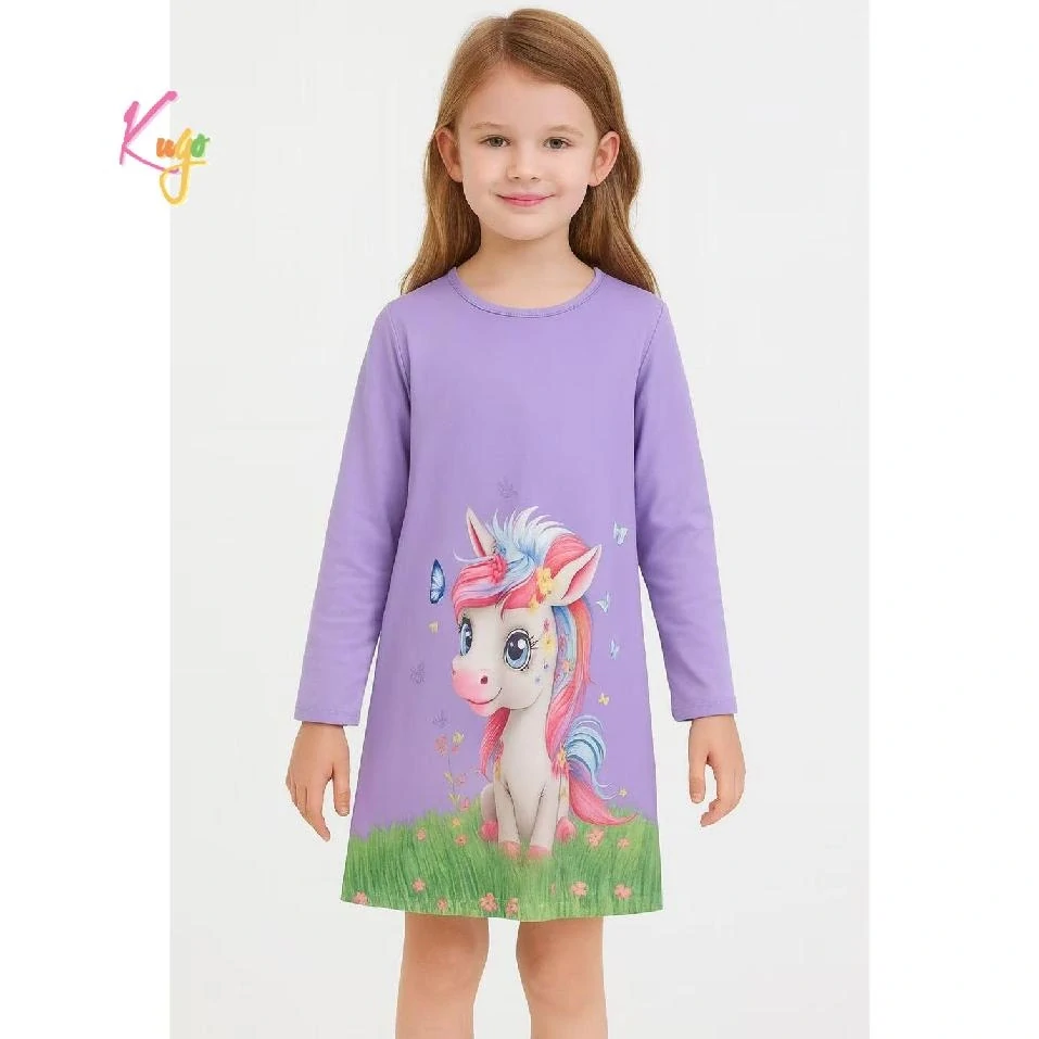 Dívčí noční košile dlouhý rukáv Kugo SS3627 fialová