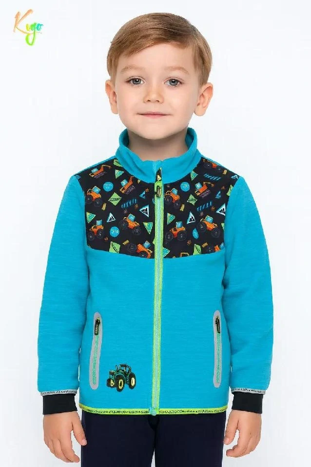 Chlapecká flísová mikina Kugo BM5611 tyrkysová