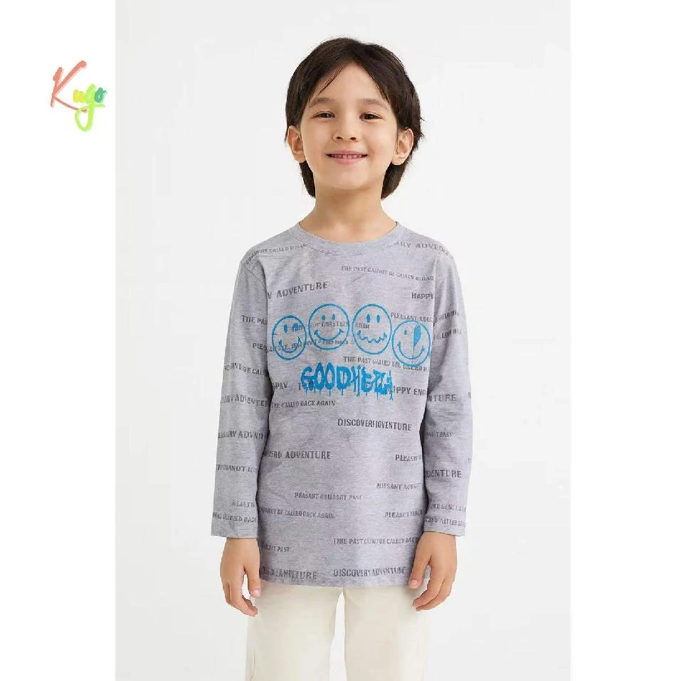 Chlapecké tričko dlouhý rukáv Kugo DT9419 šedé