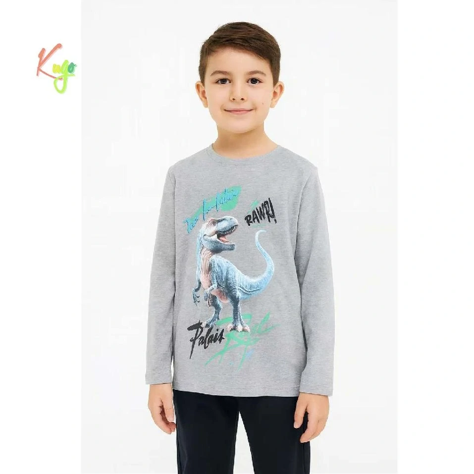 Chlapecké tričko dlouhý rukáv Kugo XC1305 šedé