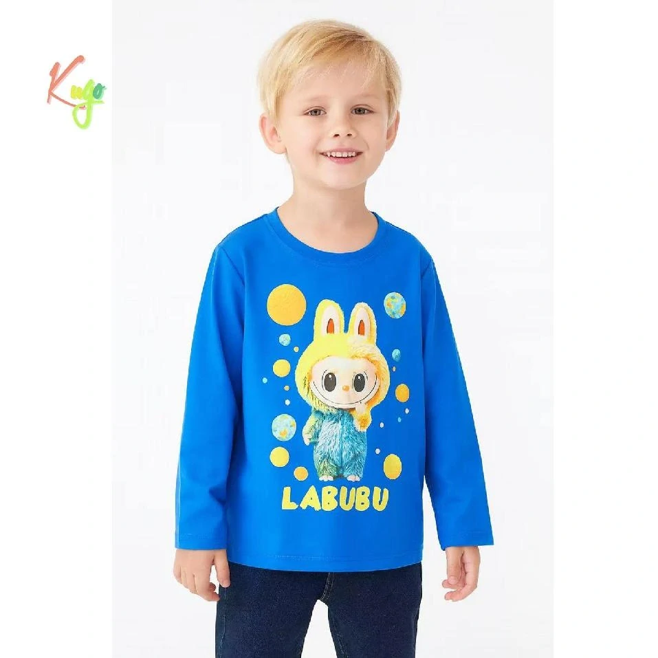 Chlapecké tričko dlouhý rukáv Kugo DT9421 středně modré