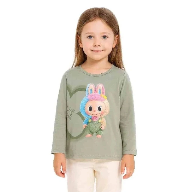 Dívčí tričko dlouhý rukáv Kugo PT2520 zelené